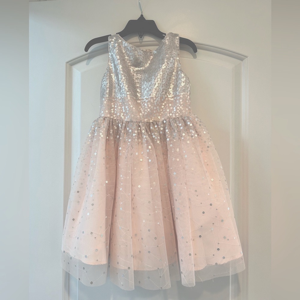 Pippa and Julie ombré pink and silver dress. Children size 4.